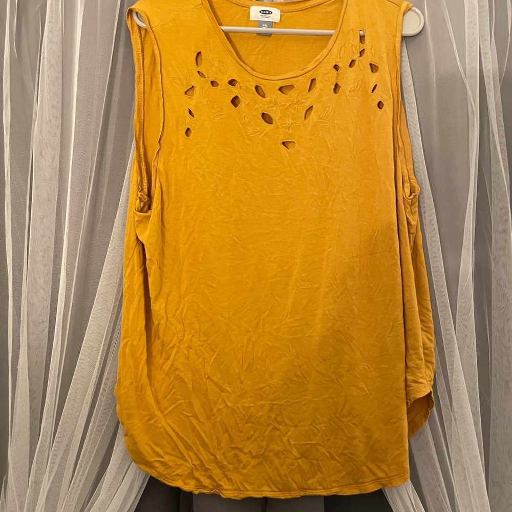 Old Navy Mustard Cutout Muscle Tee